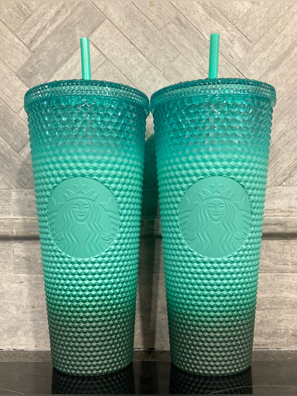 Starbucks Teal Ombre Studded Reusable Tumbler Duo